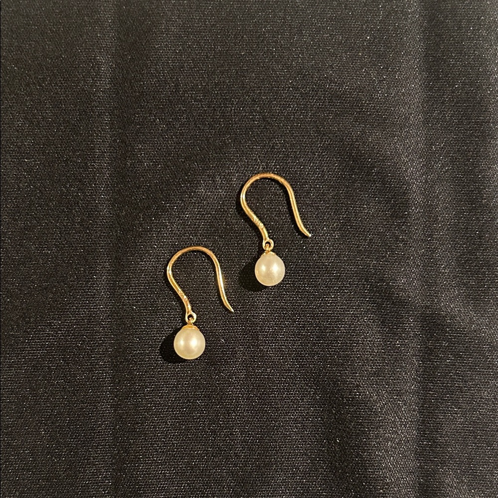Mejuri | 14k Gold Pearl Fish Hook Earrings